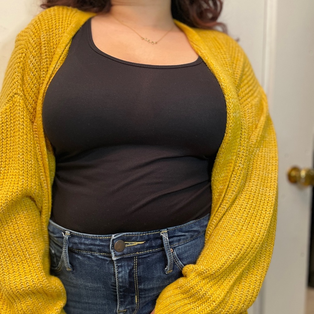 Yellow cardigan